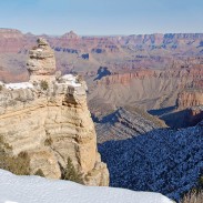 Winter snow sits on the south rim at Grand Canyon National Park. Image courtesy of Grand Canyon National Park.