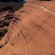 Riding the white line. Note tiny Kollbek in relation to the side of the cliff he's on.