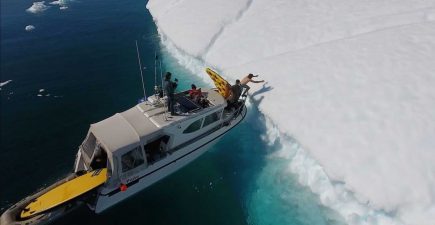 Daredevil Slides Down Iceberg On Inflatable Pizza | ActionHub