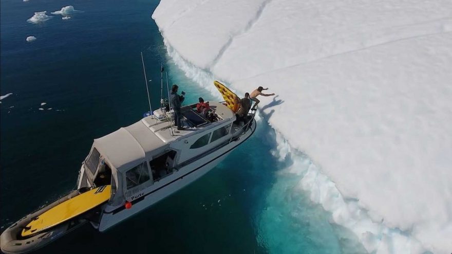 Daredevil Slides Down Iceberg On Inflatable Pizza | ActionHub