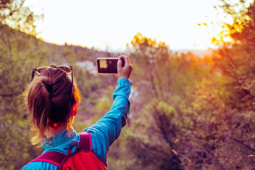 hiker cellphone