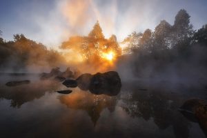 water-morning-fog