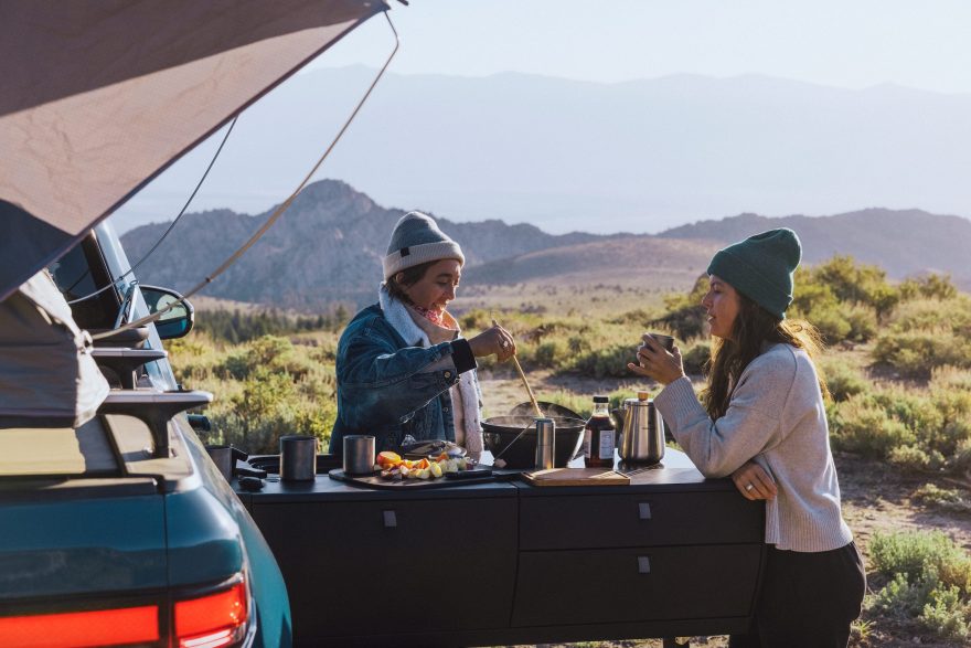 snow peak rivian outdoor cooking