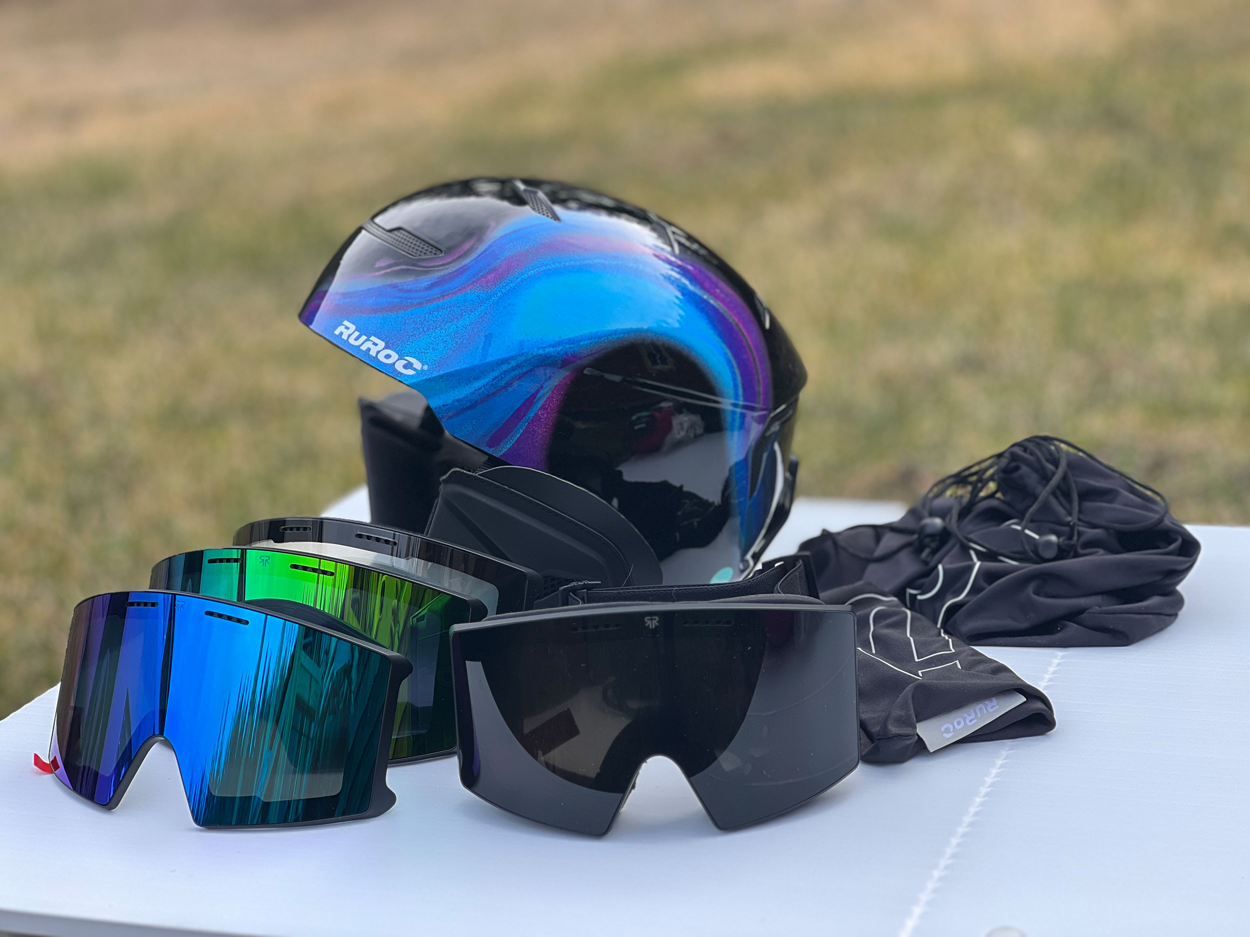 RuRoc LITE+ Borealis Snow Helmet and goggles